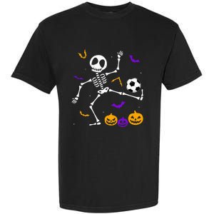 Retro Halloween Soccer Player Skeleton Soccer Lover Garment-Dyed Heavyweight T-Shirt