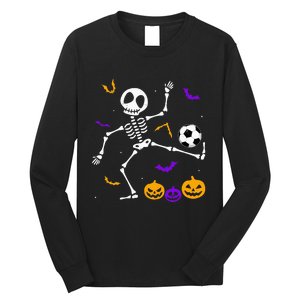 Retro Halloween Soccer Player Skeleton Soccer Lover Long Sleeve Shirt