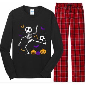 Retro Halloween Soccer Player Skeleton Soccer Lover Long Sleeve Pajama Set