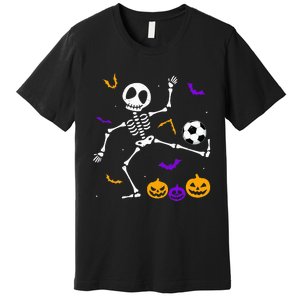 Retro Halloween Soccer Player Skeleton Soccer Lover Premium T-Shirt