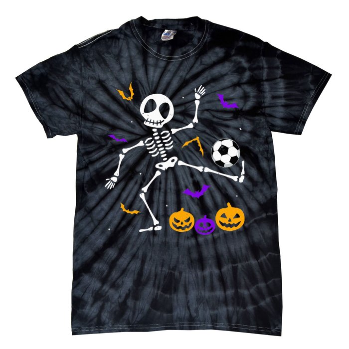 Retro Halloween Soccer Player Skeleton Soccer Lover Tie-Dye T-Shirt