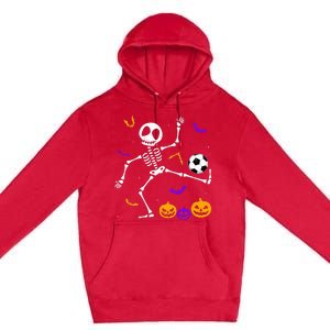 Retro Halloween Soccer Player Skeleton Soccer Lover Premium Pullover Hoodie