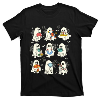 Retro Halloween Science Teacher Ghost Laboratory Teacher T-Shirt