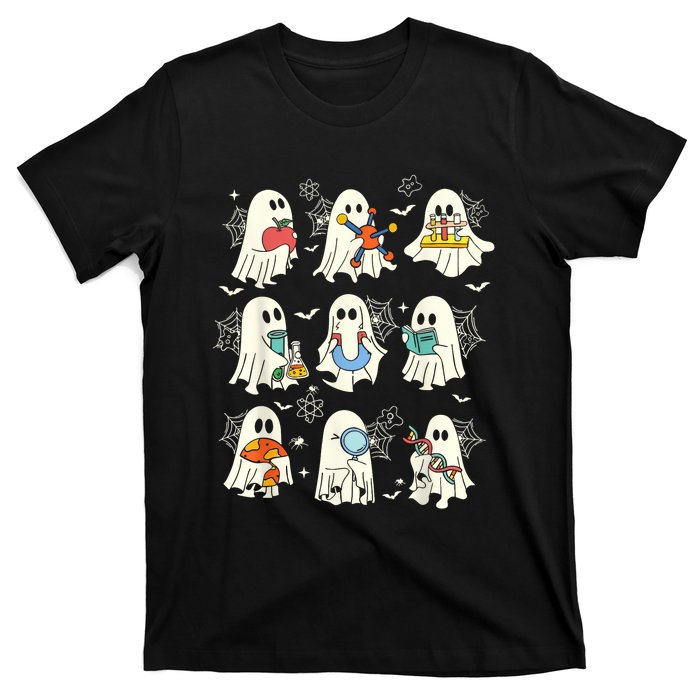 Retro Halloween Science Teacher Ghost Laboratory Teacher T-Shirt