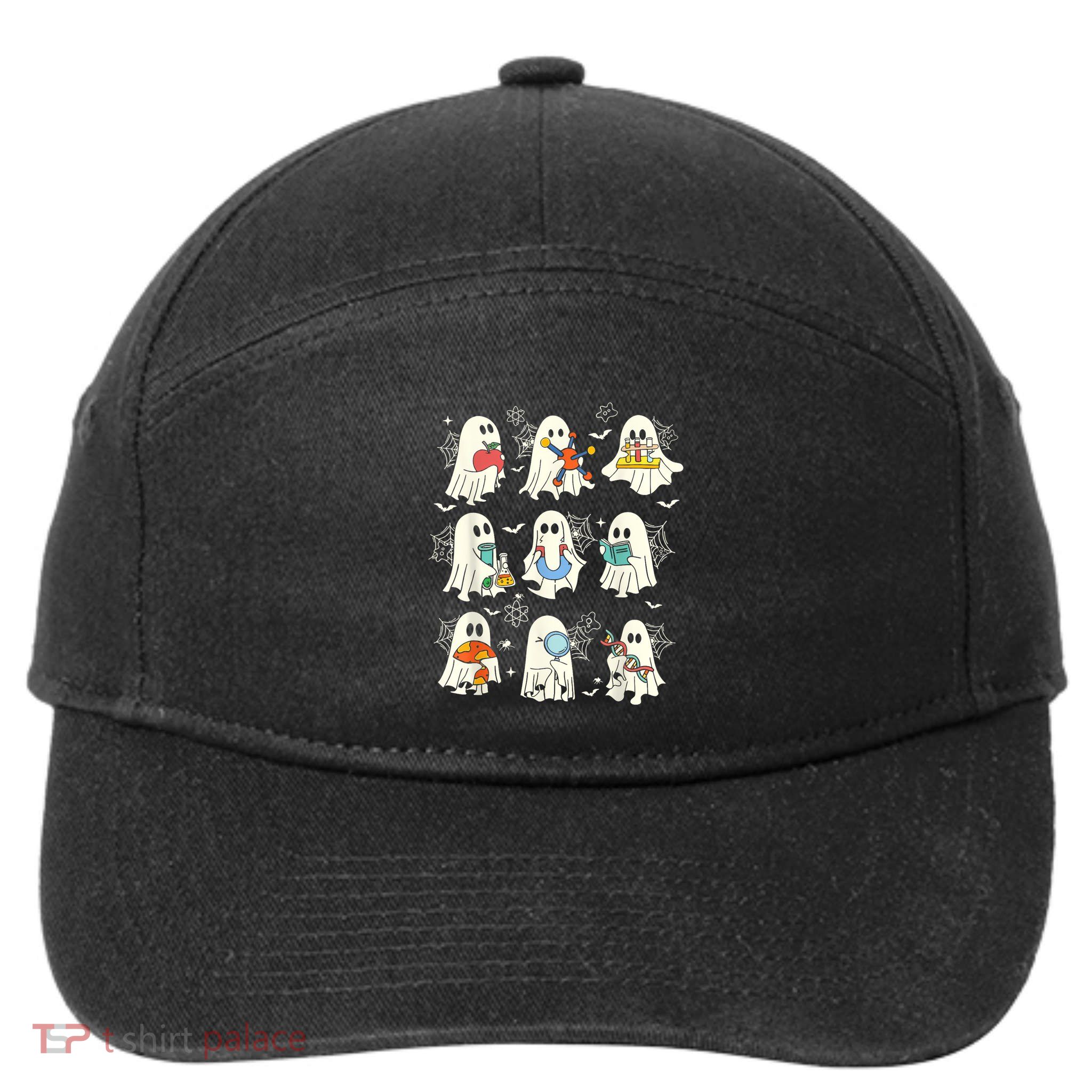 Retro Halloween Science Teacher Ghost Laboratory Teacher 7-Panel Snapback Hat