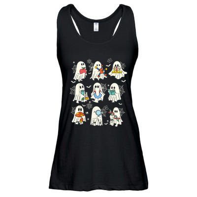 Retro Halloween Science Teacher Ghost Laboratory Teacher Ladies Essential Flowy Tank