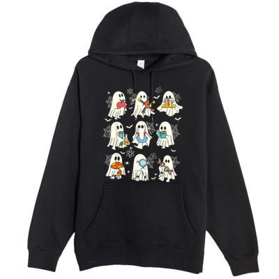 Retro Halloween Science Teacher Ghost Laboratory Teacher Premium Pullover Hoodie