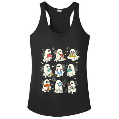 Retro Halloween Science Teacher Ghost Laboratory Teacher Ladies PosiCharge Competitor Racerback Tank