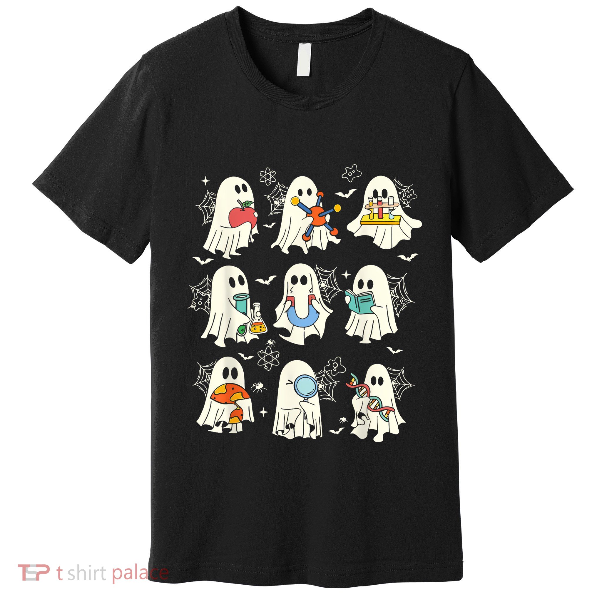 Retro Halloween Science Teacher Ghost Laboratory Teacher Premium T-Shirt