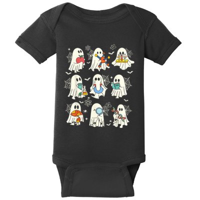 Retro Halloween Science Teacher Ghost Laboratory Teacher Baby Bodysuit