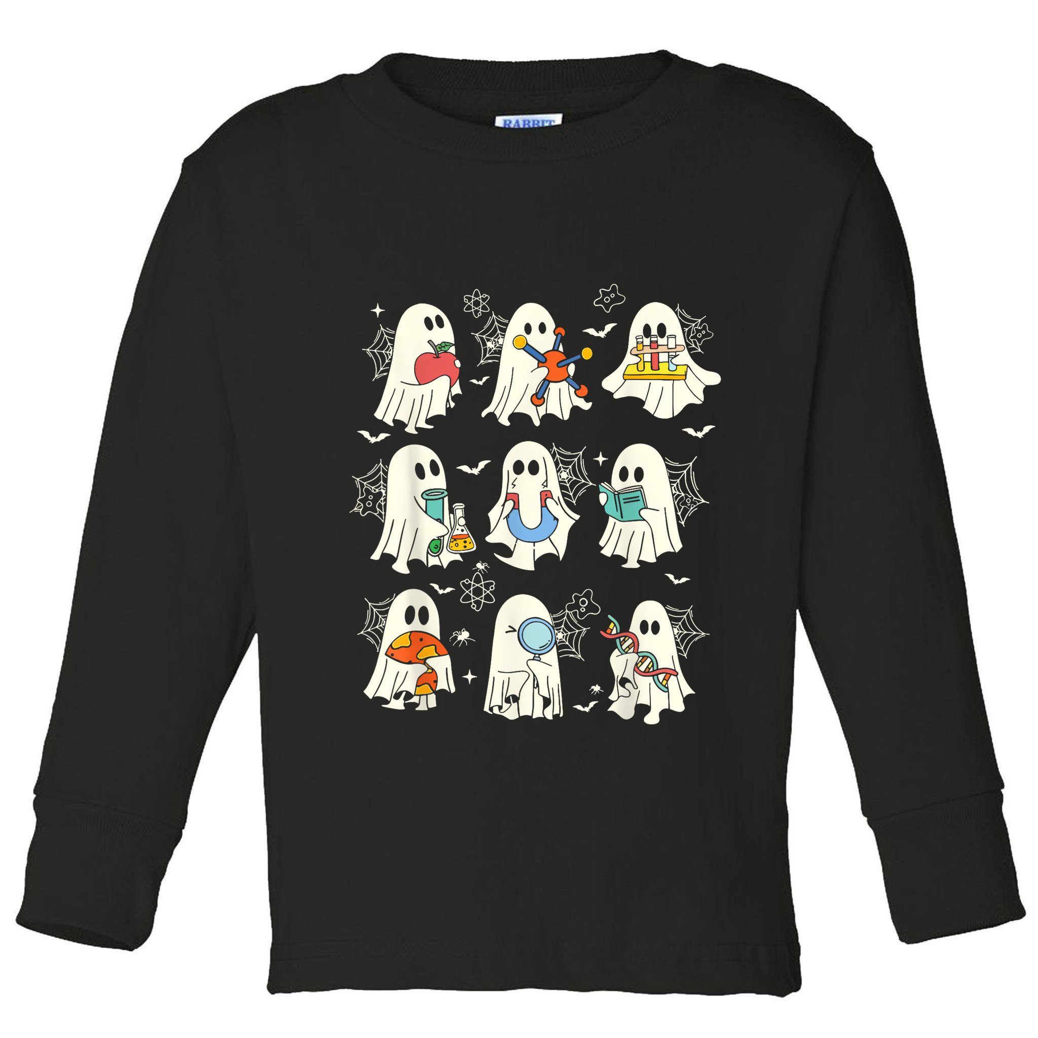 Retro Halloween Science Teacher Ghost Laboratory Teacher Toddler Long Sleeve Shirt