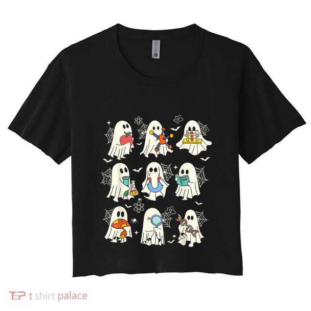 Retro Halloween Science Teacher Ghost Laboratory Teacher Crop Top