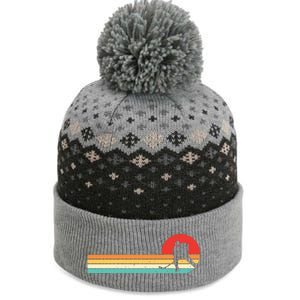 Retro Hockey Striped Logo The Baniff Cuffed Pom Beanie