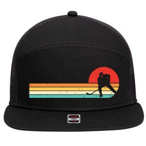 Retro Hockey Striped Logo 7 Panel Mesh Trucker Snapback Hat