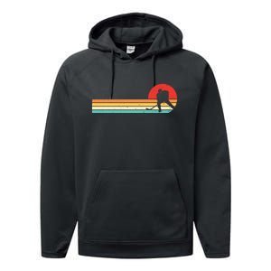 Retro Hockey Striped Logo Performance Fleece Hoodie