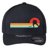 Retro Hockey Striped Logo Flexfit Unipanel Trucker Cap