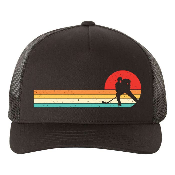 Retro Hockey Striped Logo Yupoong Adult 5-Panel Trucker Hat