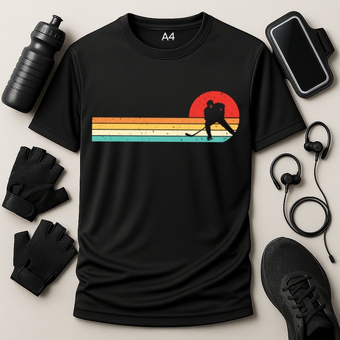 Retro Hockey Striped Logo Cooling Performance Crew T-Shirt