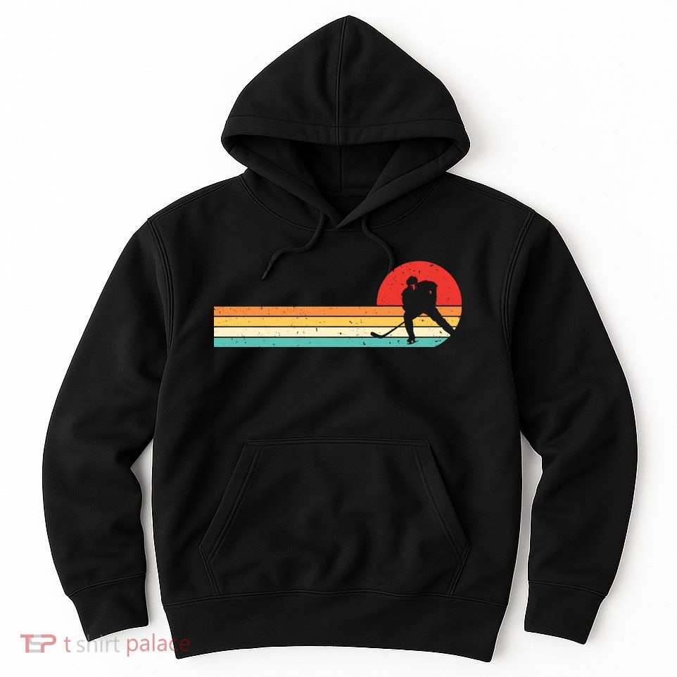 Retro Hockey Striped Logo Hoodie
