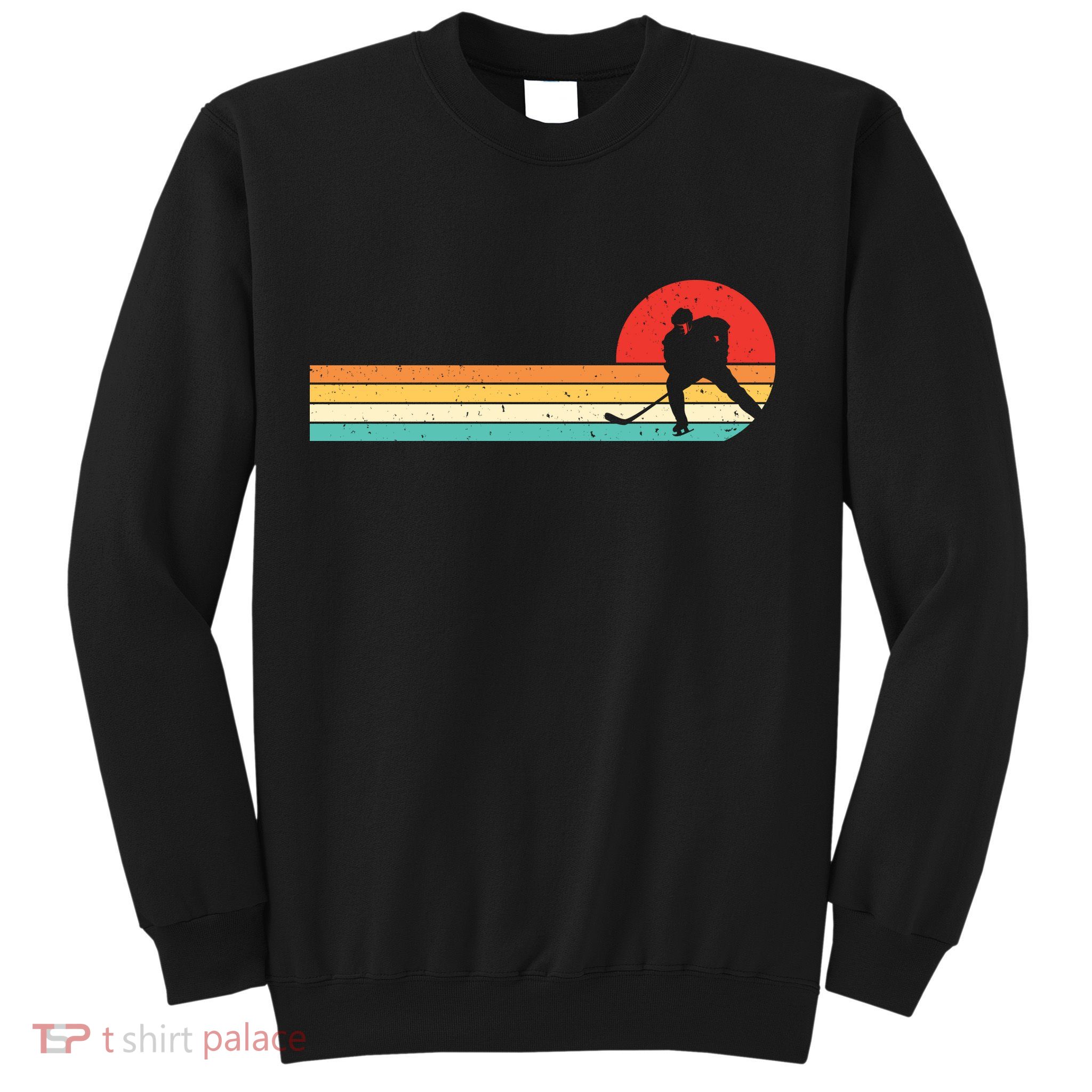 Retro Hockey Striped Logo Sweatshirt