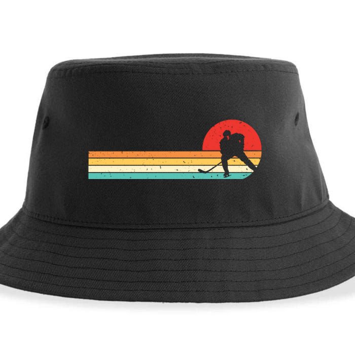 Retro Hockey Striped Logo Sustainable Bucket Hat