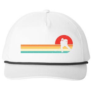 Retro Hockey Striped Logo Snapback Five-Panel Rope Hat