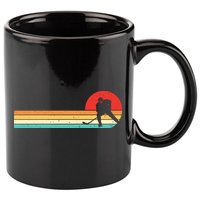 Retro Hockey Striped Logo 11oz C Handle Ceramic Mug