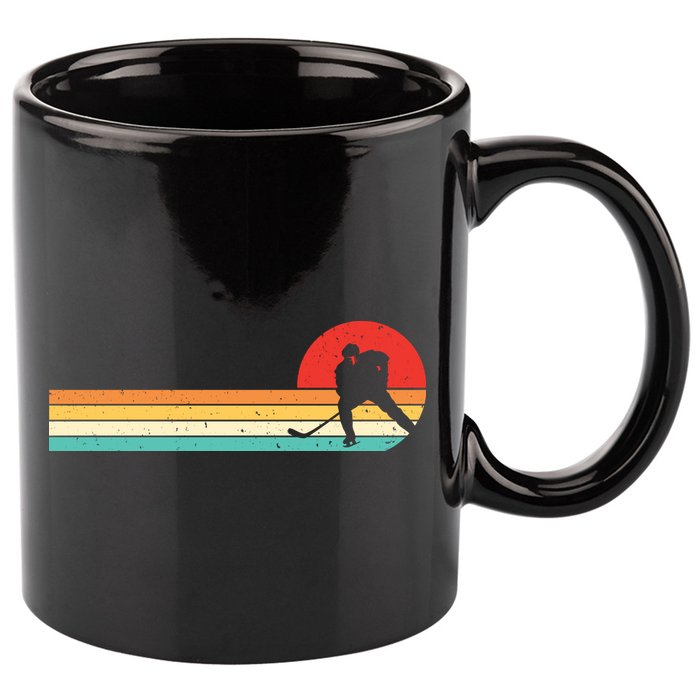 Retro Hockey Striped Logo 11oz C Handle Ceramic Mug