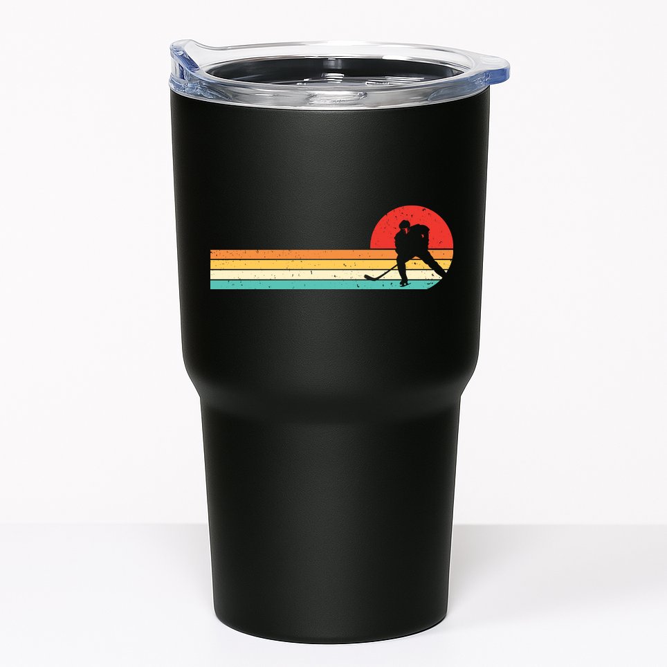 Retro Hockey Striped Logo Tumbler