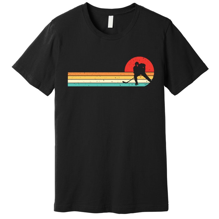 Retro Hockey Striped Logo Premium T-Shirt