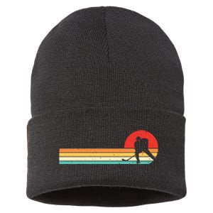 Retro Hockey Striped Logo Sustainable Knit Beanie