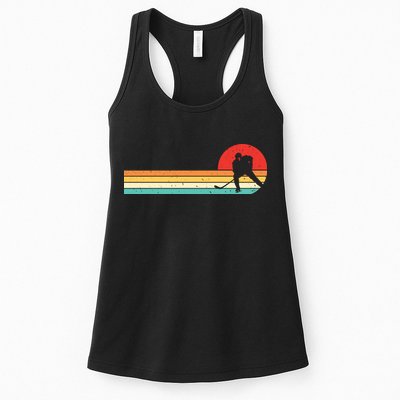 Retro Hockey Striped Logo Womens Tank Top
