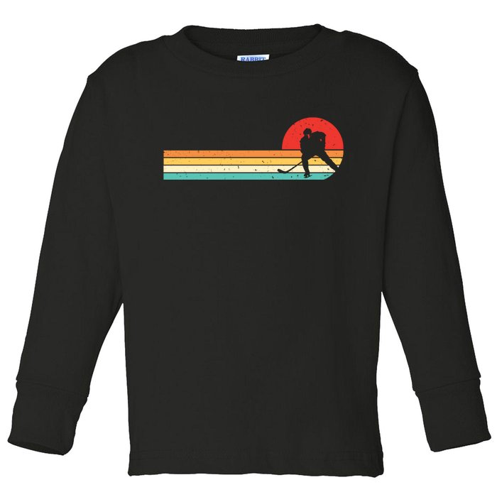 Retro Hockey Striped Logo Toddler Long Sleeve Shirt