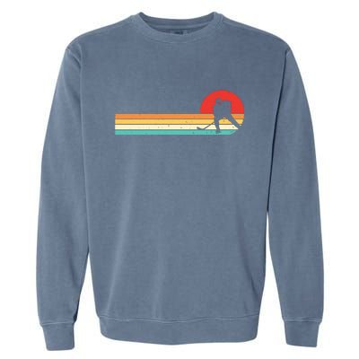 Retro Hockey Striped Logo Garment-Dyed Sweatshirt