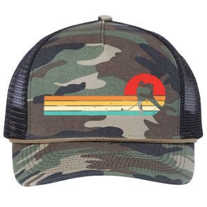 Retro Hockey Striped Logo Retro Rope Trucker Hat Cap