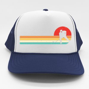 Retro Hockey Striped Logo Trucker Hat