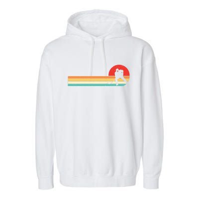 Retro Hockey Striped Logo Garment-Dyed Fleece Hoodie