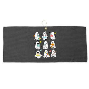 Retro Halloween Science Teacher Ghost Laboratory Teacher Large Microfiber Waffle Golf Towel