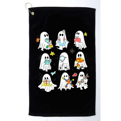 Retro Halloween Science Teacher Ghost Laboratory Teacher Platinum Collection Golf Towel