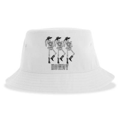 Retro Howdy Skeleton Cow Dancing Cow Sustainable Bucket Hat