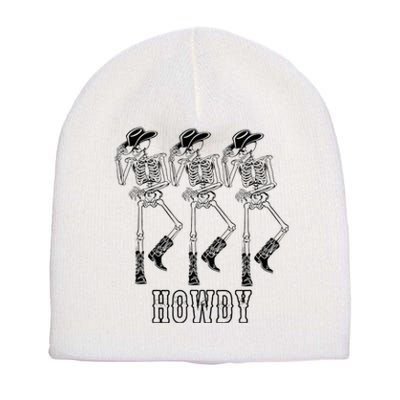 Retro Howdy Skeleton Cow Dancing Cow Short Acrylic Beanie