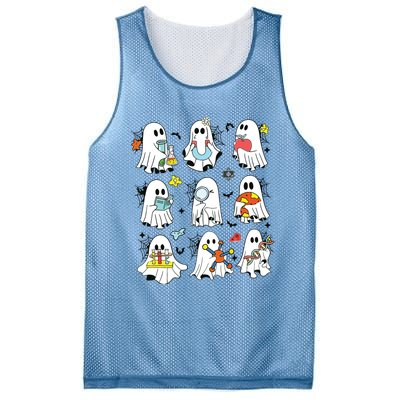 Retro Halloween Science Teacher Ghost Laboratory Teacher Mesh Reversible Basketball Jersey Tank