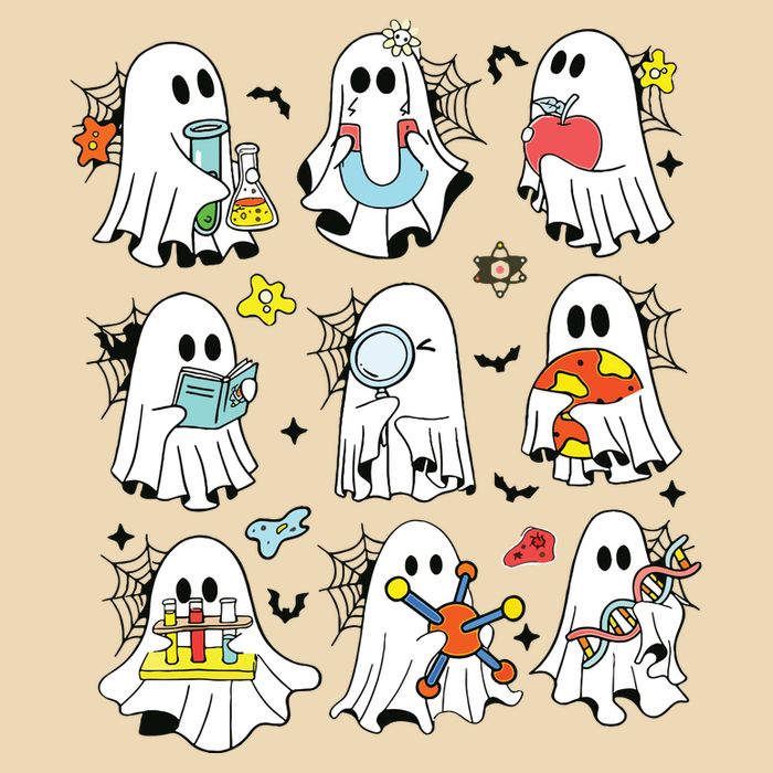 Retro Halloween Science Teacher Ghost Laboratory Teacher Drawstring Bag