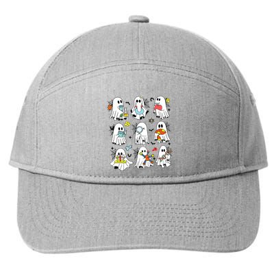 Retro Halloween Science Teacher Ghost Laboratory Teacher 7-Panel Snapback Hat