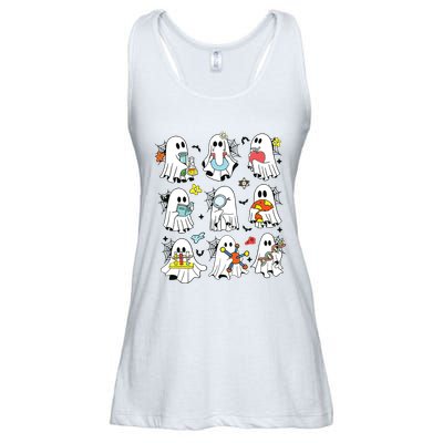 Retro Halloween Science Teacher Ghost Laboratory Teacher Ladies Essential Flowy Tank