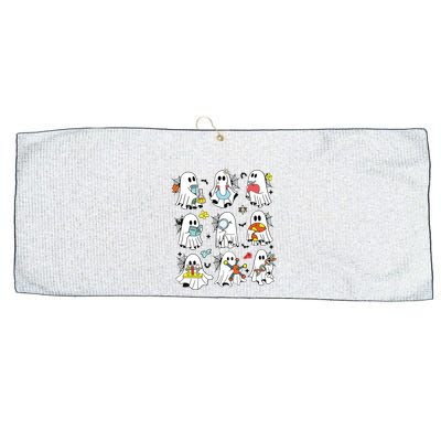 Retro Halloween Science Teacher Ghost Laboratory Teacher Large Microfiber Waffle Golf Towel
