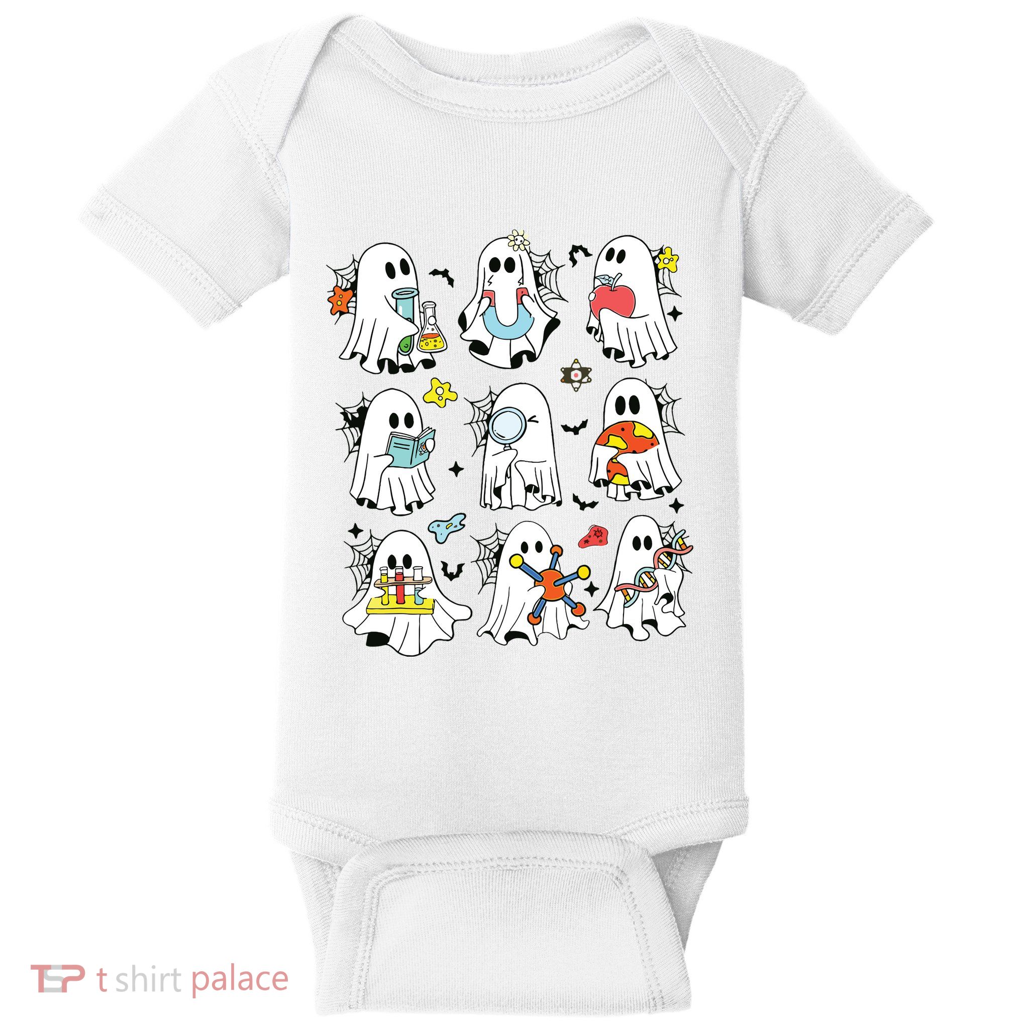 Retro Halloween Science Teacher Ghost Laboratory Teacher Baby Bodysuit