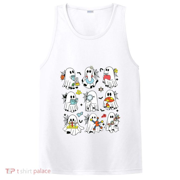 Retro Halloween Science Teacher Ghost Laboratory Teacher PosiCharge Competitor Tank