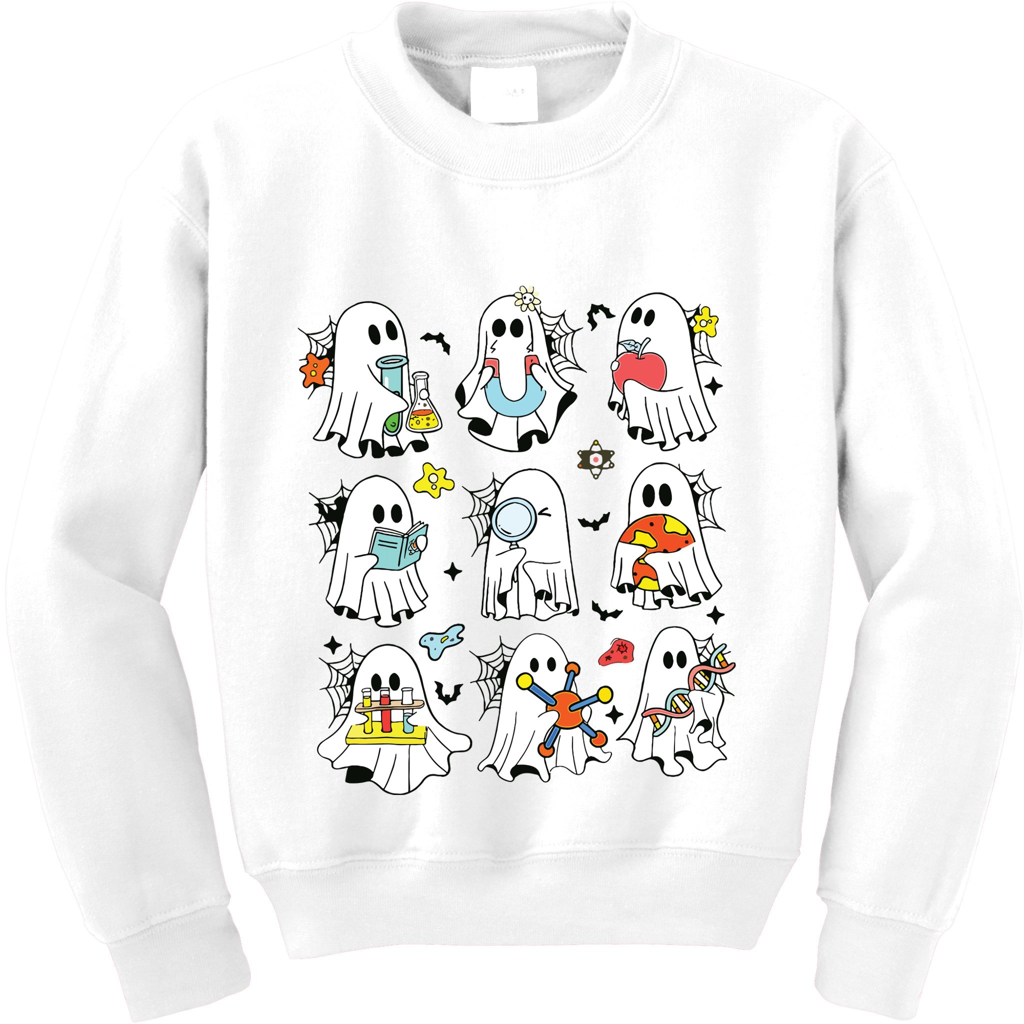 Retro Halloween Science Teacher Ghost Laboratory Teacher Kids Sweatshirt