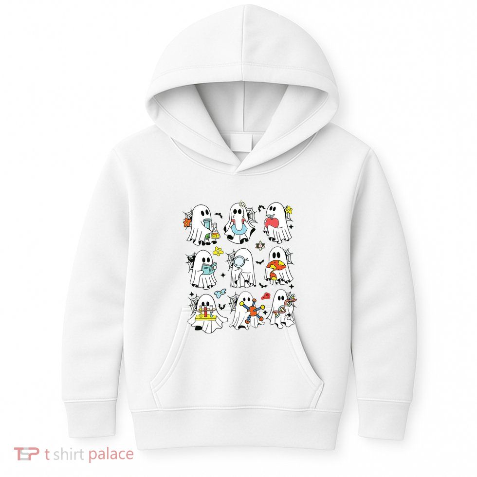 Retro Halloween Science Teacher Ghost Laboratory Teacher Kids Hoodie